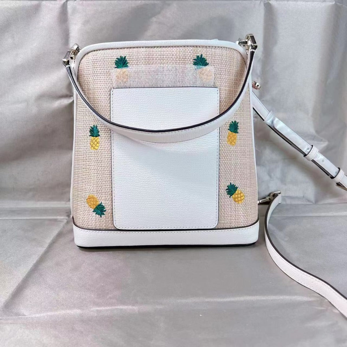 Kate Spade k7288 darcy small pineapple bucket bag in parchment multi Kate Spade k7288 darcy small pineapple bucket bag in parchment multi